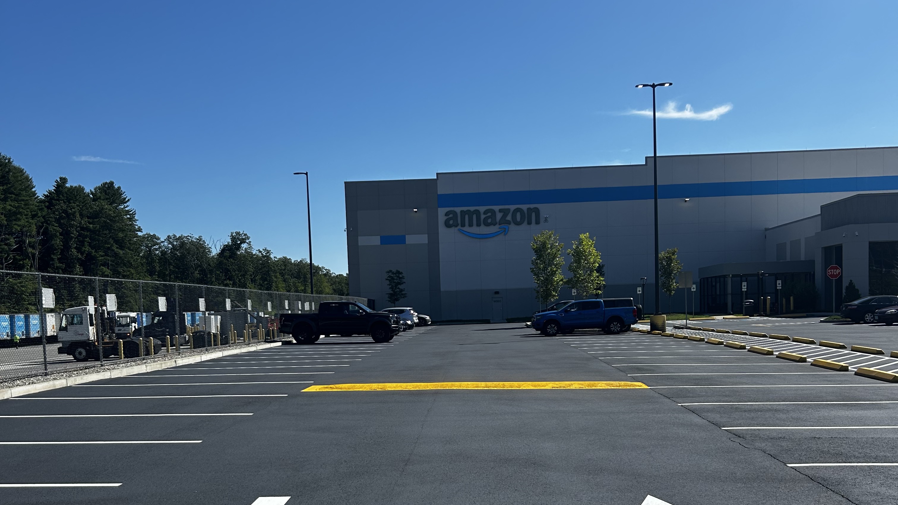 Freshly sealed commercial parking lot