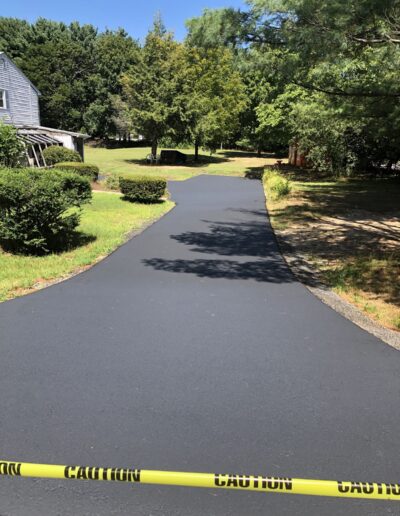 Freshly sealed residential driveway
